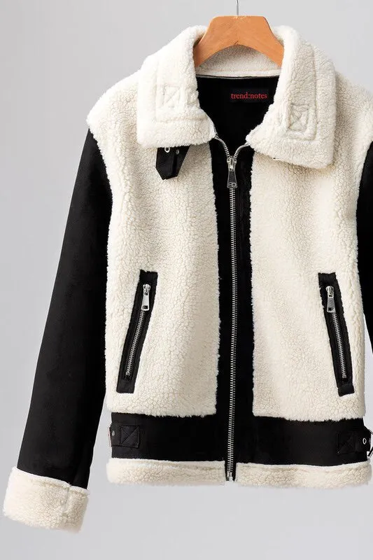 Katrina Faux Shearling Moto Jacket