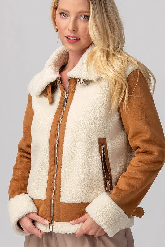 Katrina Faux Shearling Moto Jacket