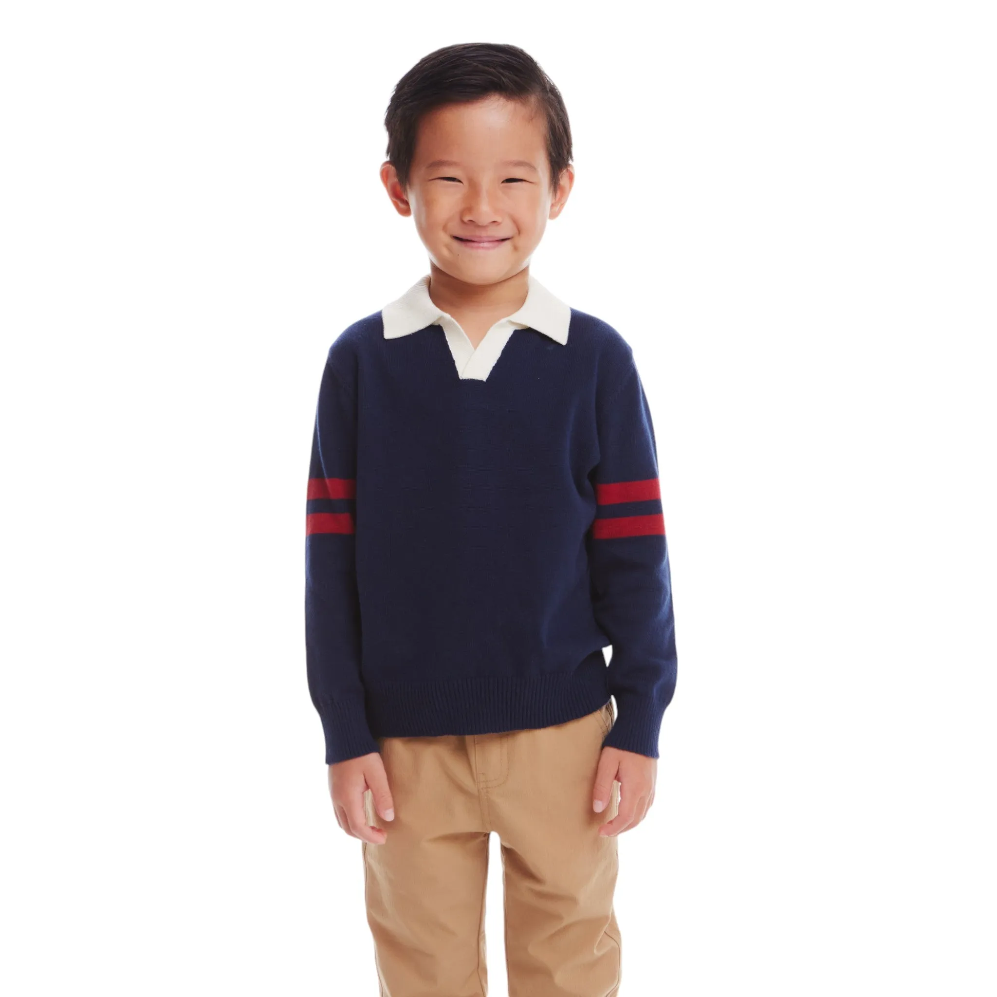 Kids Collared Sweater | Navy