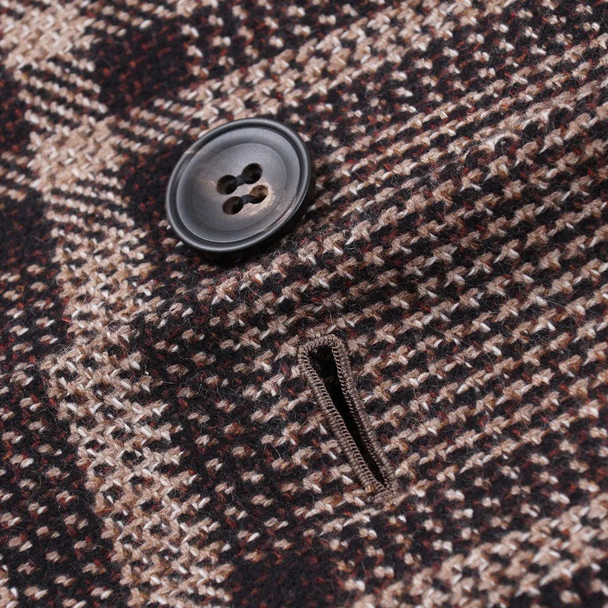 Kiton Layered Plaid Cashmere Overcoat