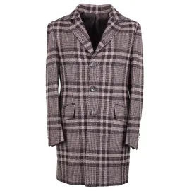 Kiton Layered Plaid Cashmere Overcoat