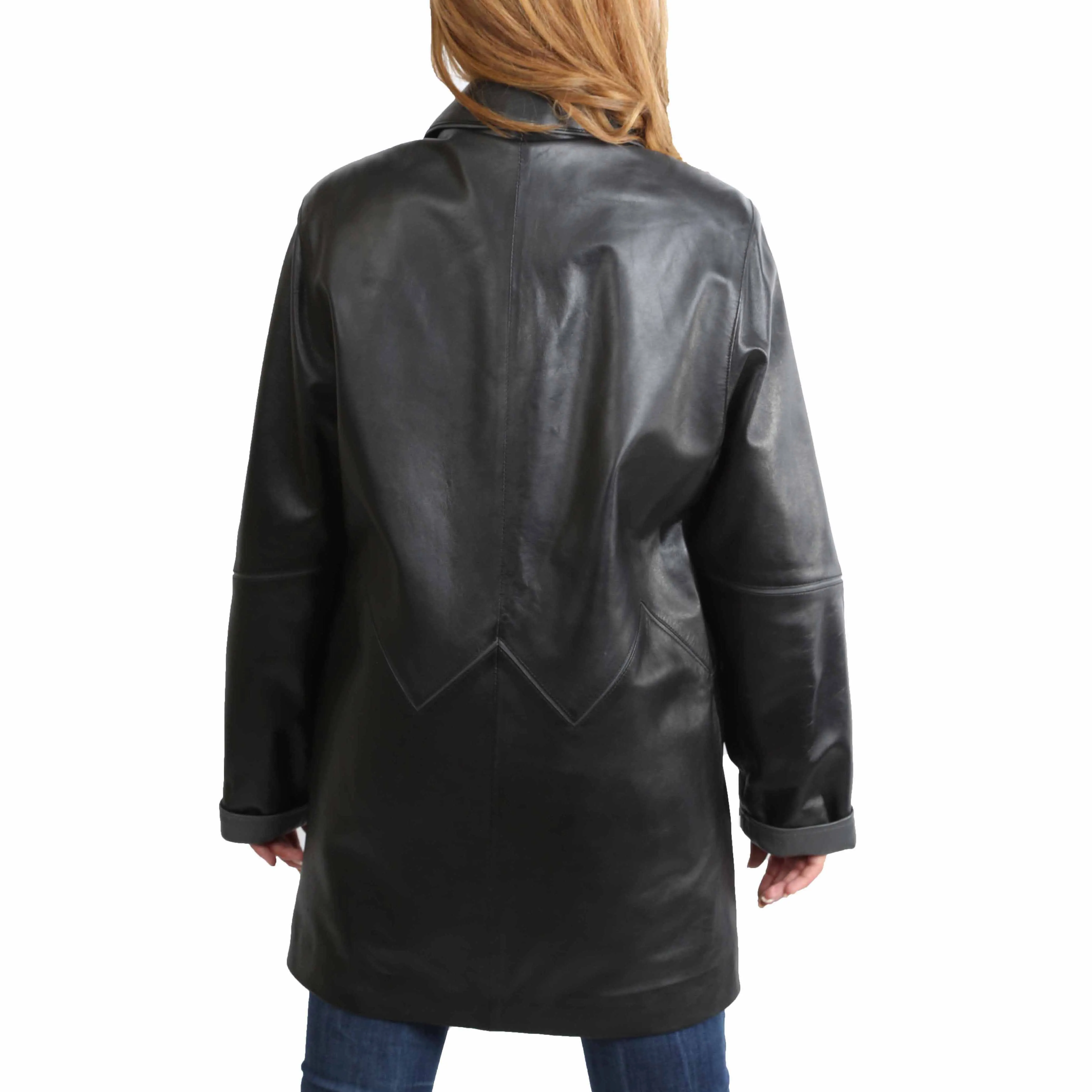 Ladies Classic Parka Real Leather Coat Trim Jacket Lulu Black-Grey