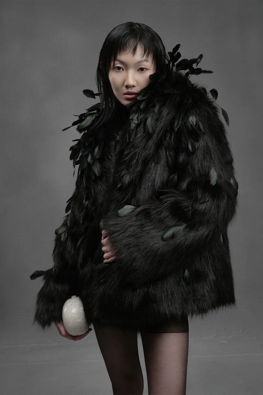 Loach Straight Long Sleeved Faux Fur Coat