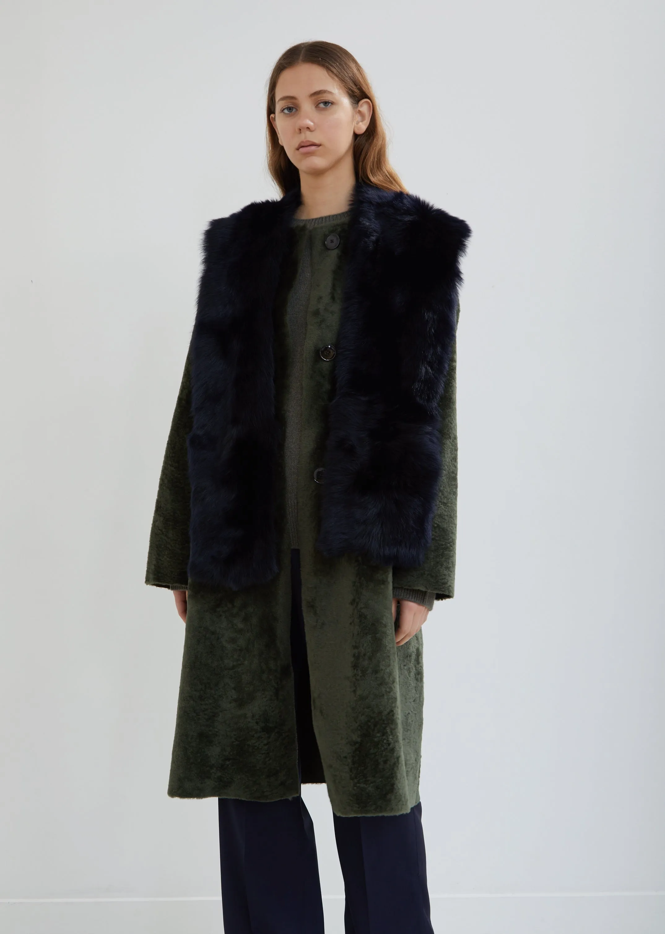 Lust Shearling Coat with Detachable Fur Collar