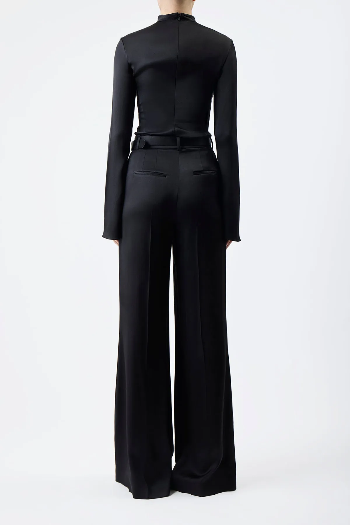 Mabon Pant in Black Silk Satin