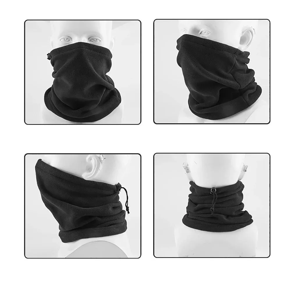 Men Winter Warm Cycling Headgear Bib Polar Fleece Neck Tube Ear Warmer Fishing Skating Running Sport Scarf for Camping Hiking