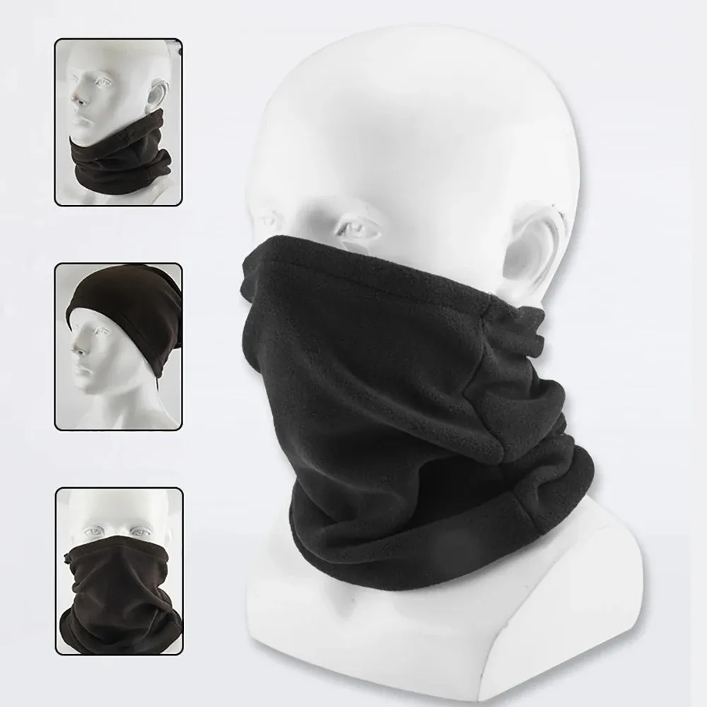 Men Winter Warm Cycling Headgear Bib Polar Fleece Neck Tube Ear Warmer Fishing Skating Running Sport Scarf for Camping Hiking