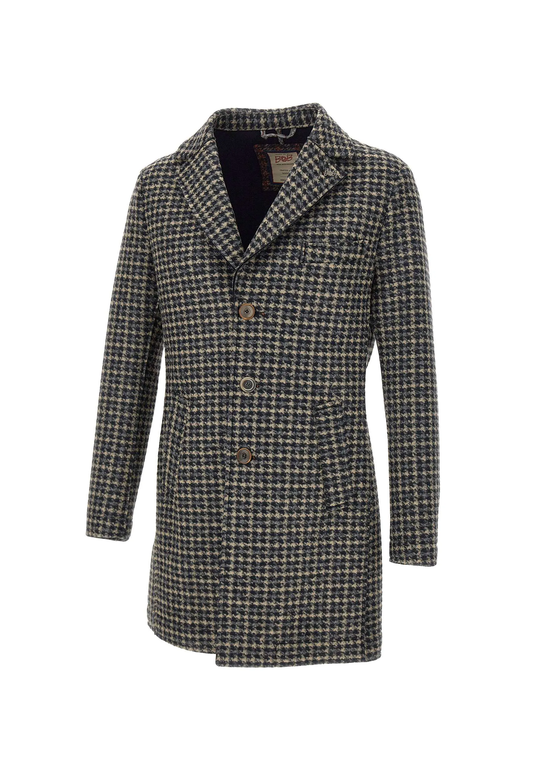 Men's Houndstooth Coat in Blue