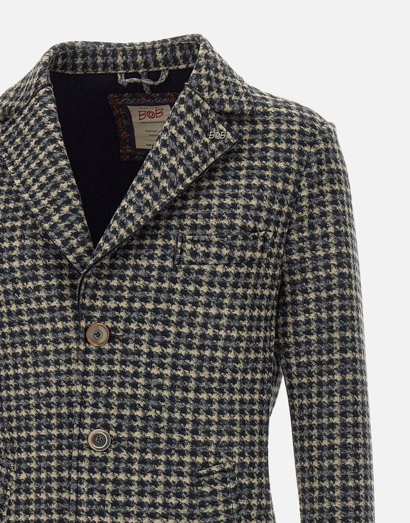 Men's Houndstooth Coat in Blue