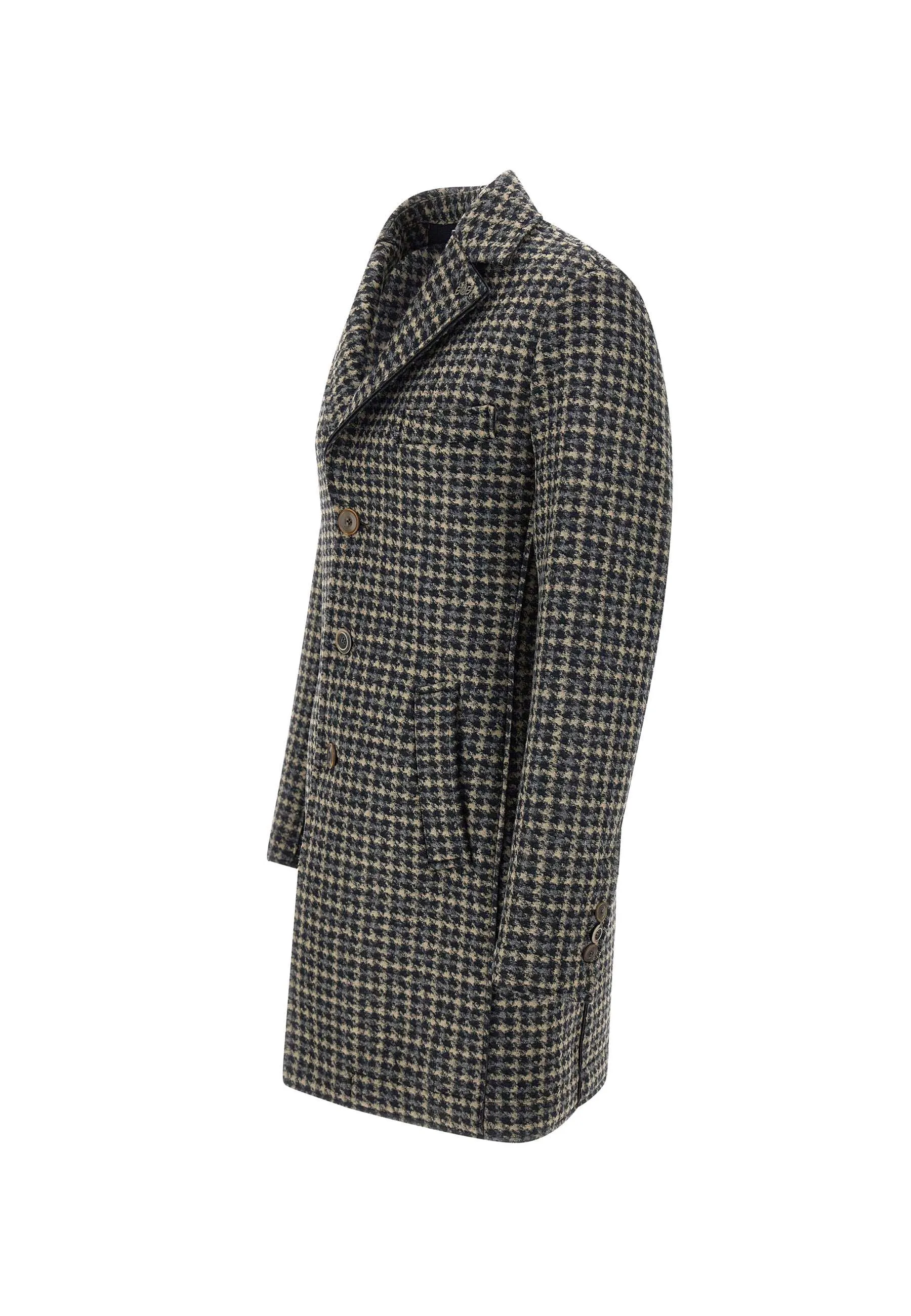 Men's Houndstooth Coat in Blue