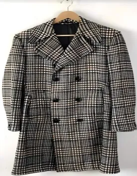 Mens Overcoat - Topcoat For Men - Winter Fabric - Mens Plaid Overcoat - Wool Peacoat - Plaid Topcoats Cream ~ Black ~ Red