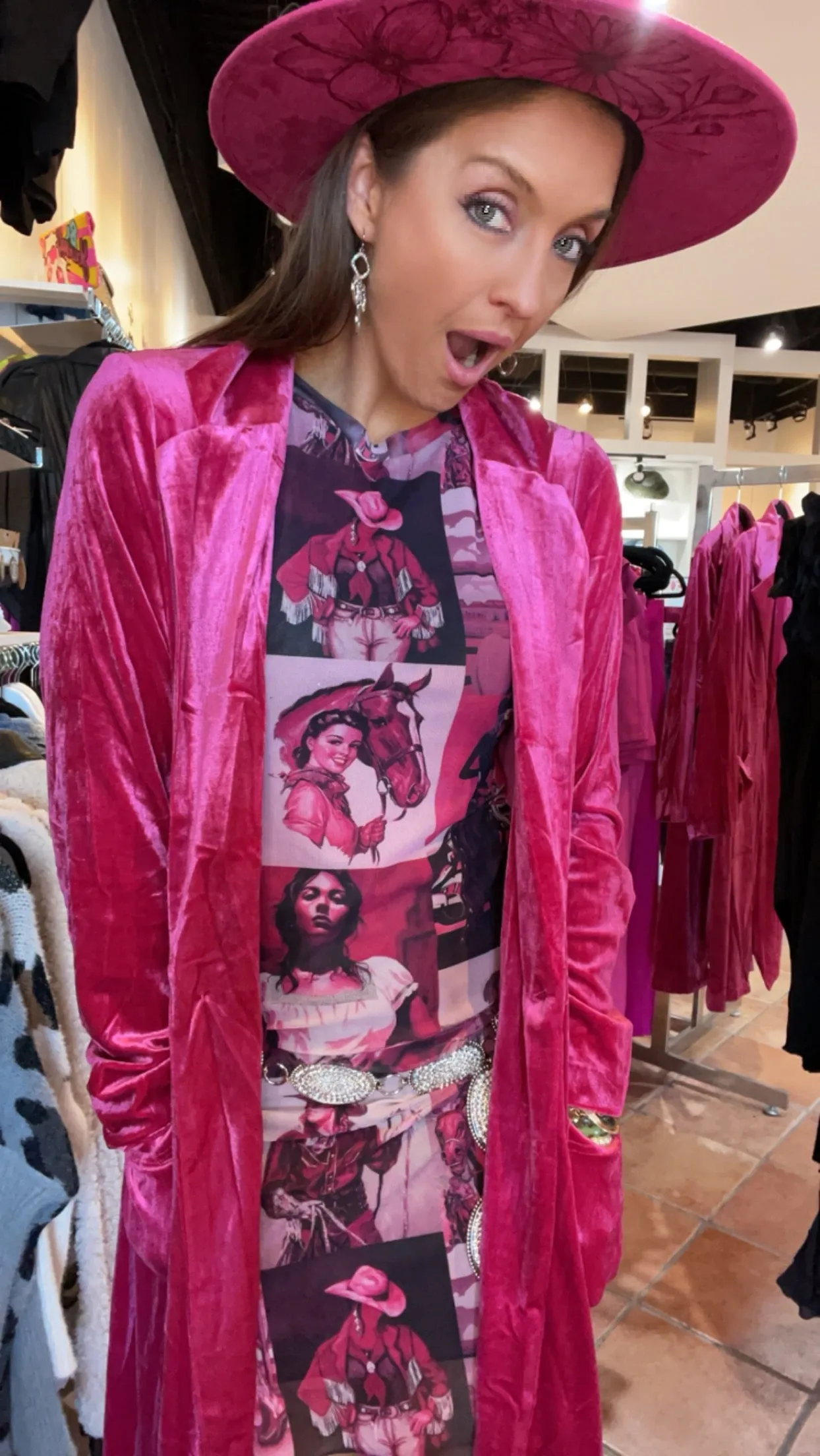 Must Have Velvet Duster Jacket in Magenta