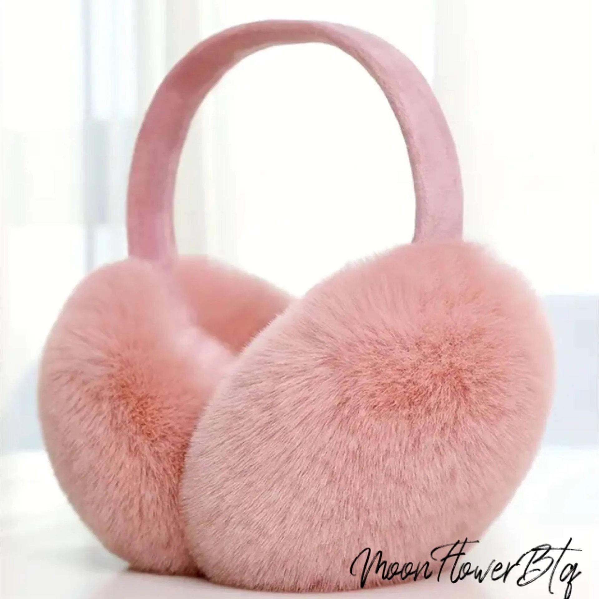 Pink Plush Faux Fur Ear Muffs