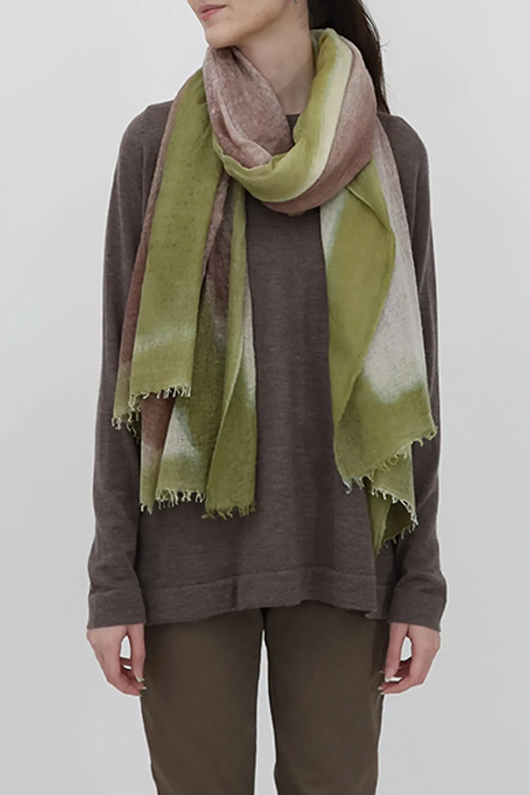 PISTACHIO CHATEAU SCARF IN HAND DYED CASHMERE