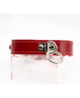 Please May I Fleece Lined Collar in Red Patent Leather