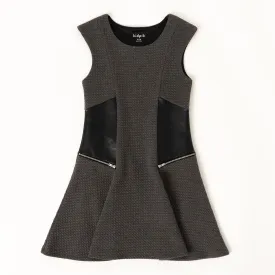 Pleather Inset Zipper Dress