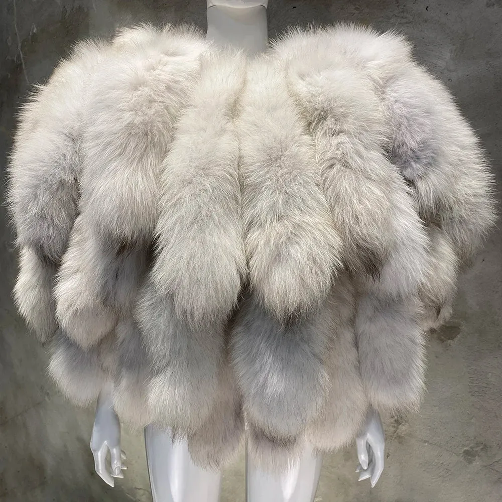 Premium Women's Real Fox Fur Shoulder Shawl