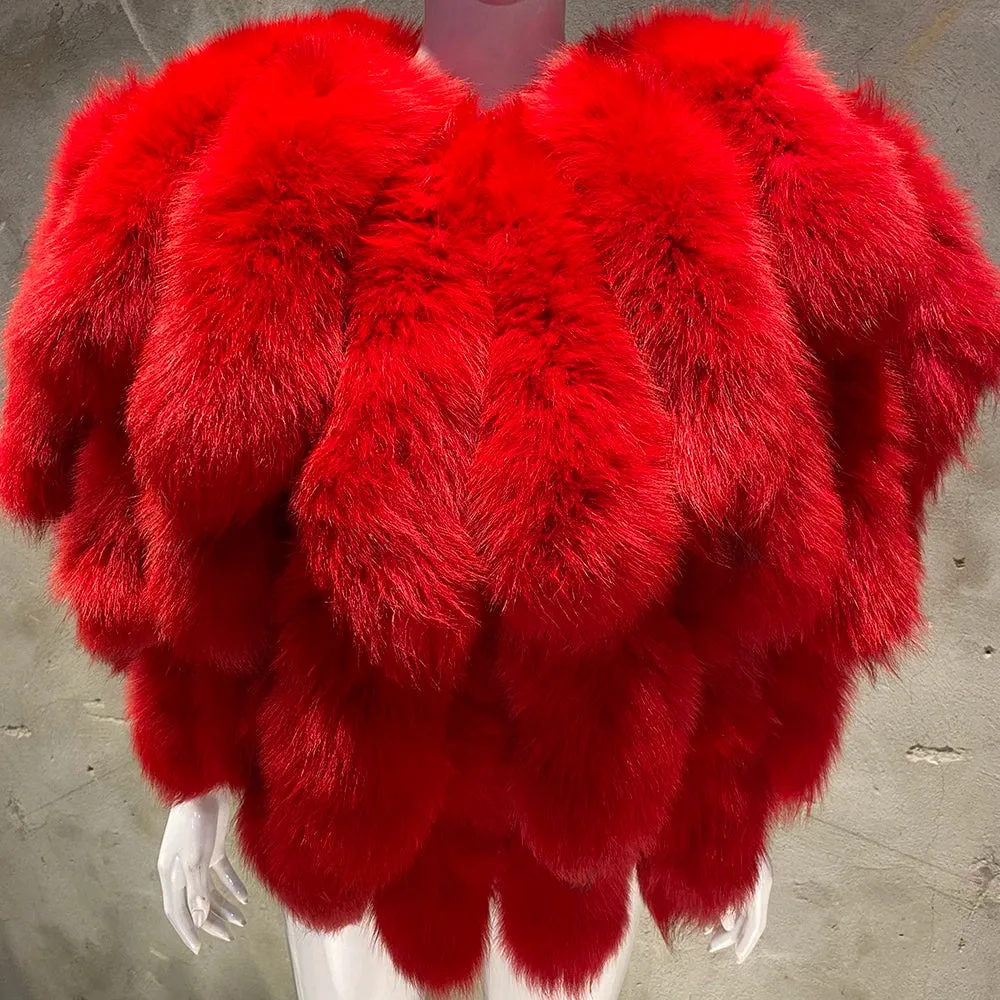 Premium Women's Real Fox Fur Shoulder Shawl