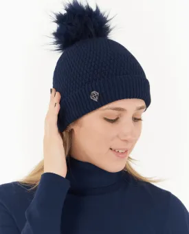 PURE GOLF Greta Waterproof Bobble Hat Navy