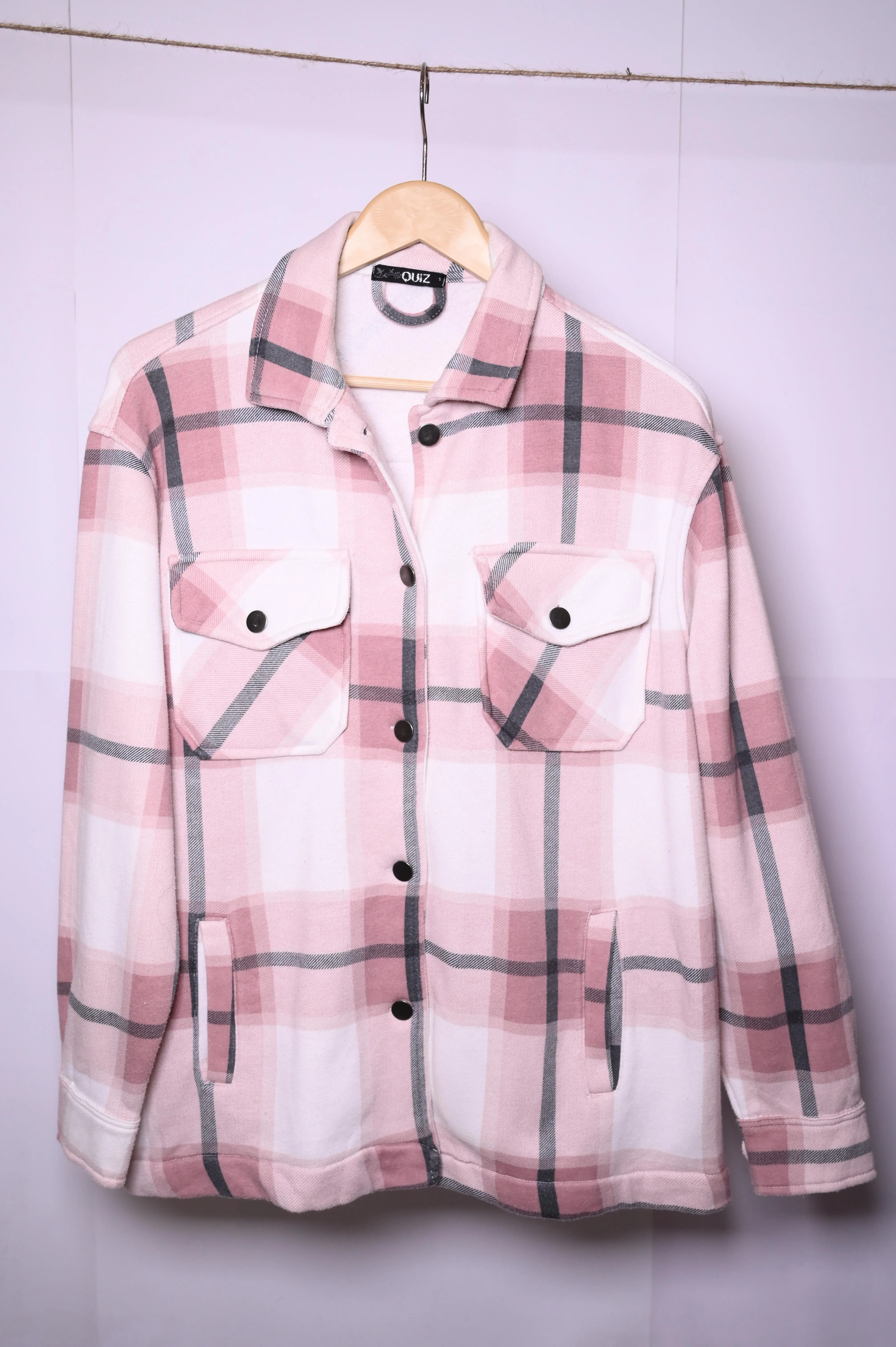 Quiz Pink Button Down Jacket – Small