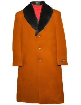 Rust 3 Button Wool Ankle length Overcoat ~ Long men's Dress Topcoat - Winter coat 95% Wool Fabric