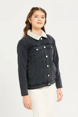 Senior Girls Black Denim Jacket