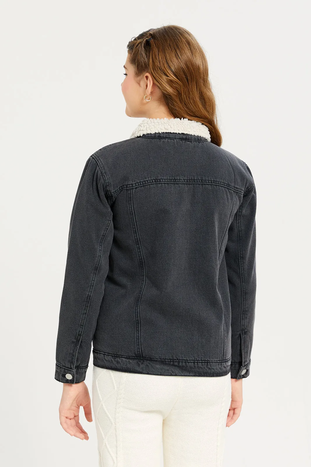 Senior Girls Black Denim Jacket