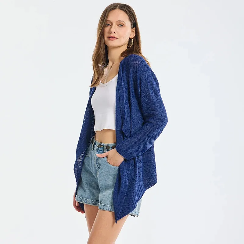 Summer Cozy Mesh Open Front Long Sleeve Casual Comfortable Thin Fashionable Cardigan Sweater