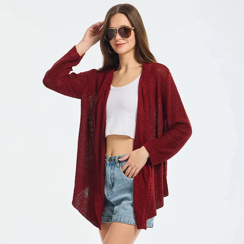 Summer Cozy Mesh Open Front Long Sleeve Casual Comfortable Thin Fashionable Cardigan Sweater