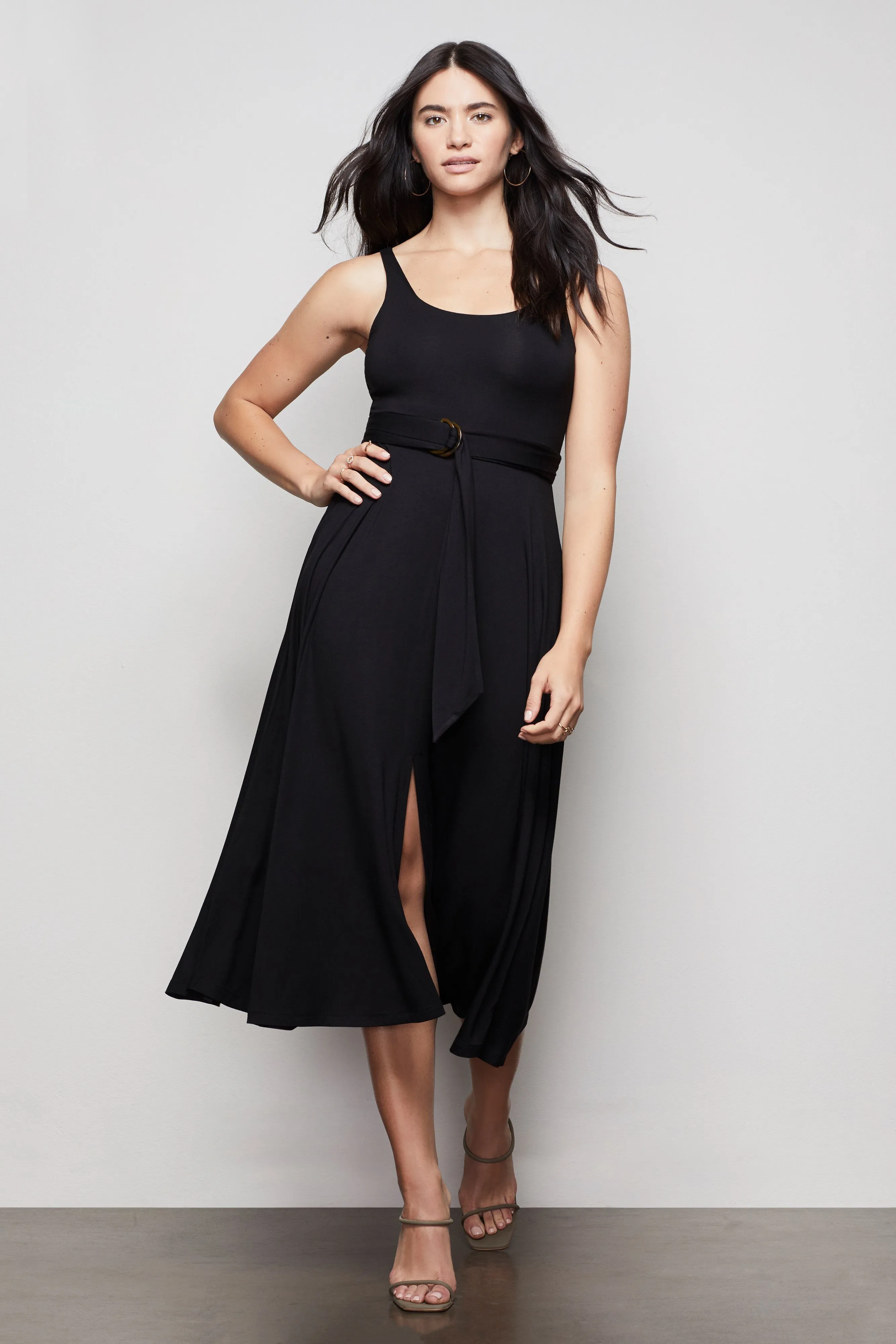 THE BELTED SWING TANK DRESS | BLACK001