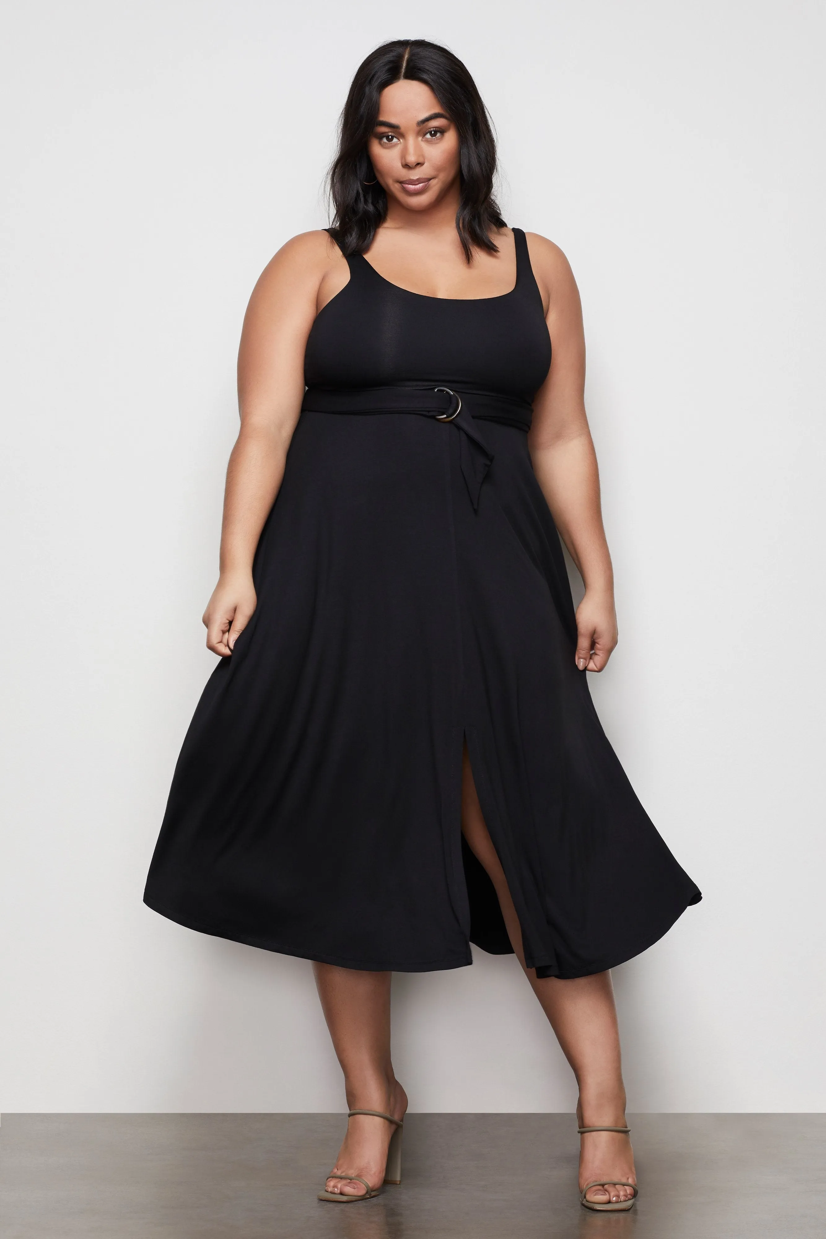 THE BELTED SWING TANK DRESS | BLACK001