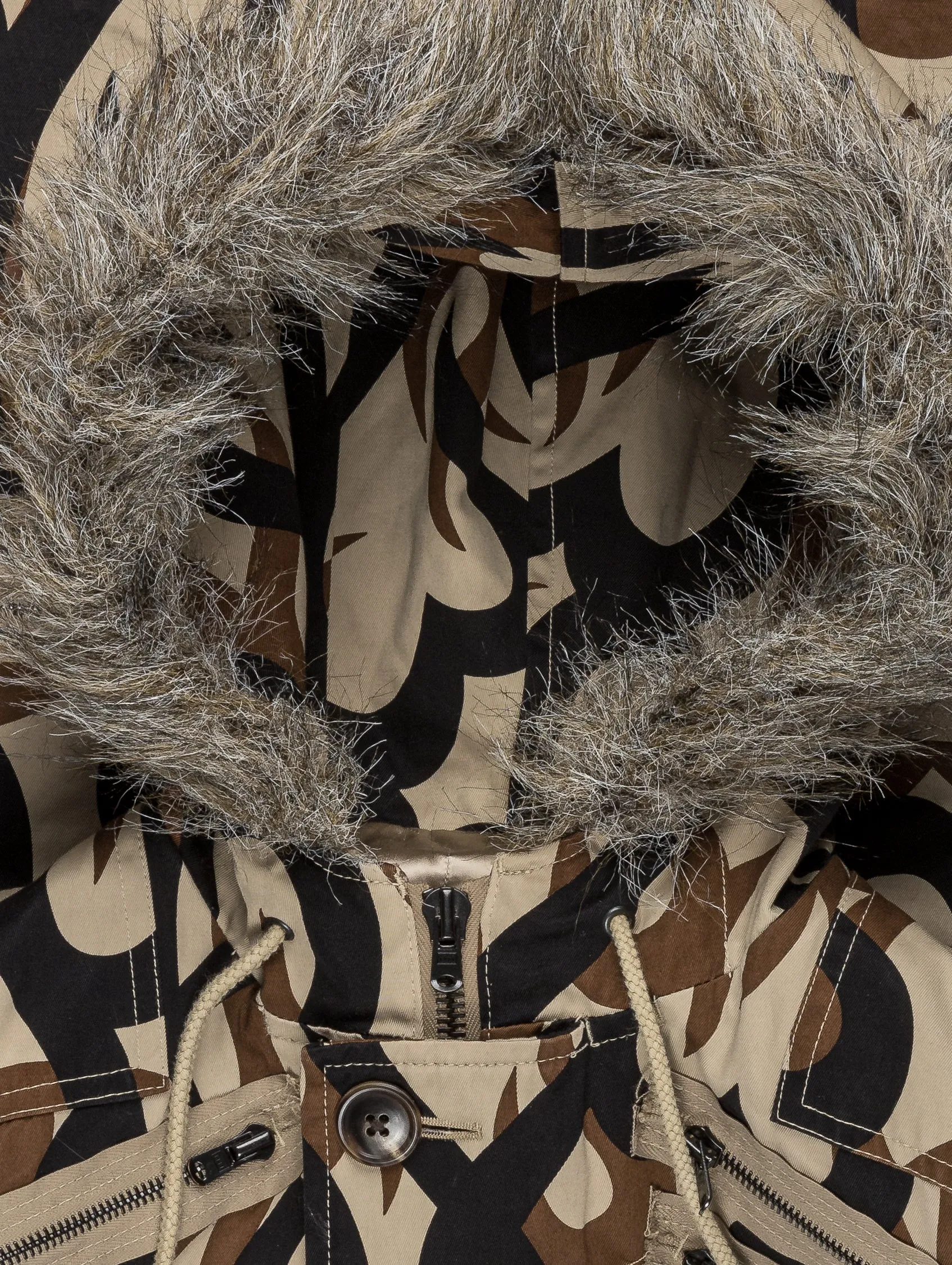 Tribal Camo Bondage Military Parka