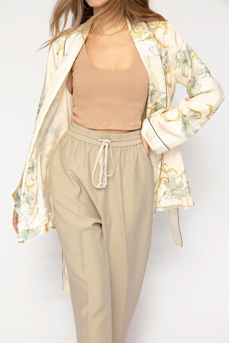 Twill Belted Jacket in Ivory Gelsomina Print