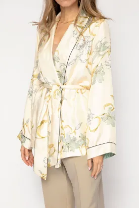 Twill Belted Jacket in Ivory Gelsomina Print