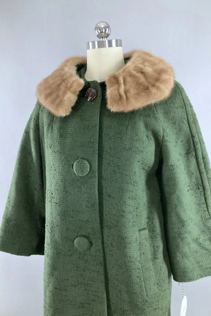 Vintage 60s Olive Green Ladies Coat