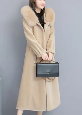 Vintage Beige fashion Nail bead Thick Winter Long sleeve parka