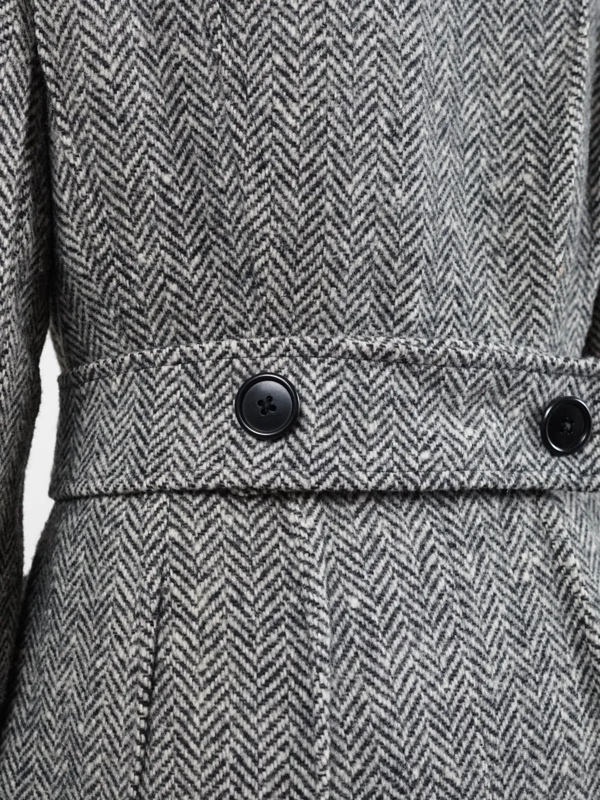 Vintage Herringbone Wool Belted Coat