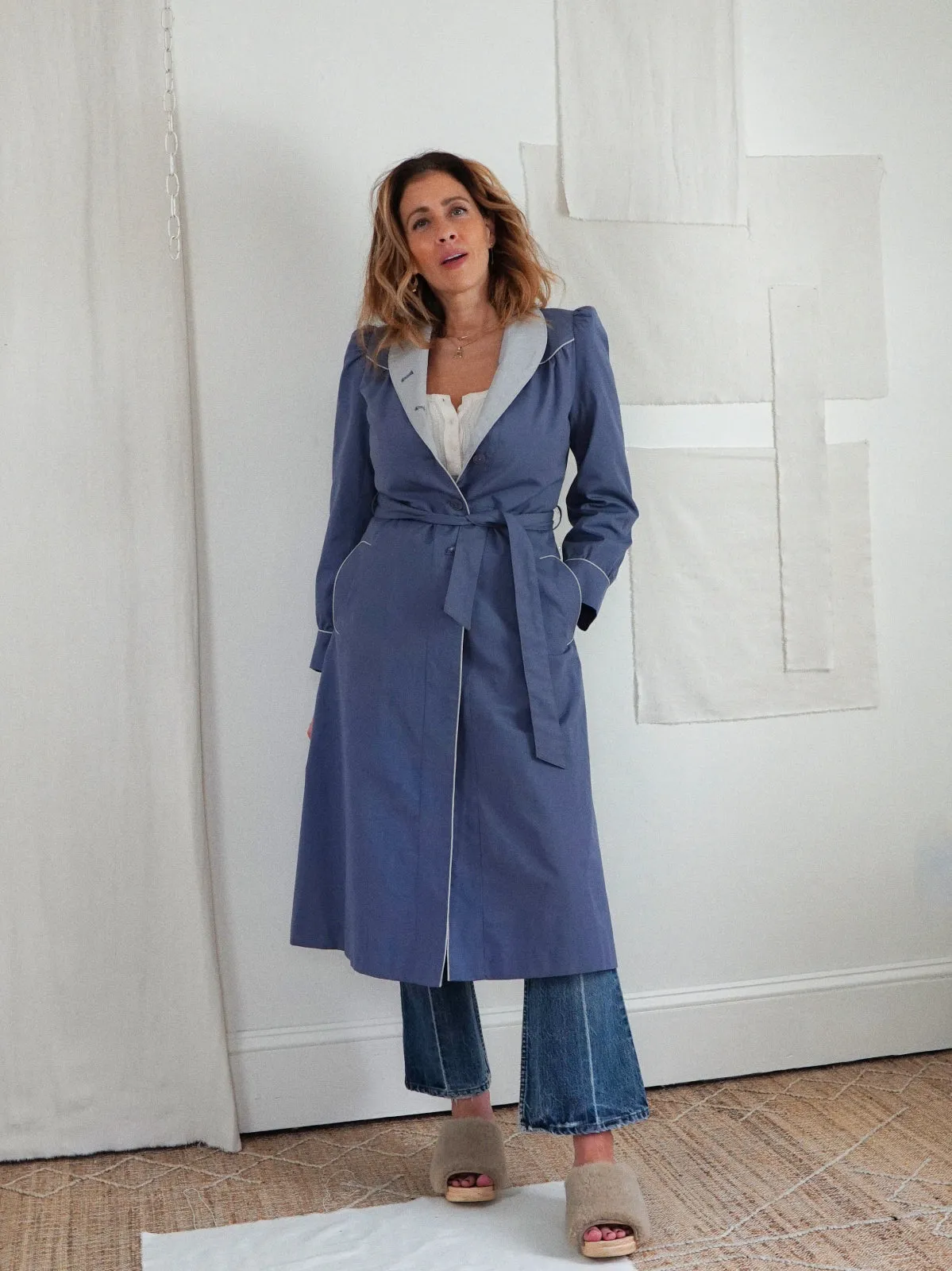 Vintage Periwinkle Trench Coat