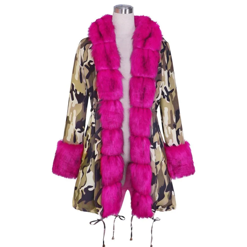 Winter Fleece Lined Fur Collar Overcoat