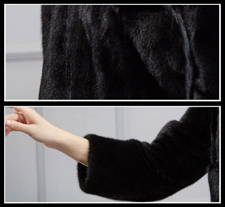 Winter Women's Real Mink Fur Coat Natural Fur Coat Winter Outerwear 16060