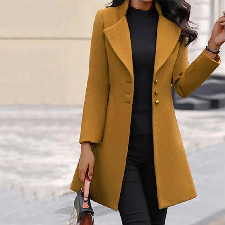 Women Winter Long Blazer Overcoat