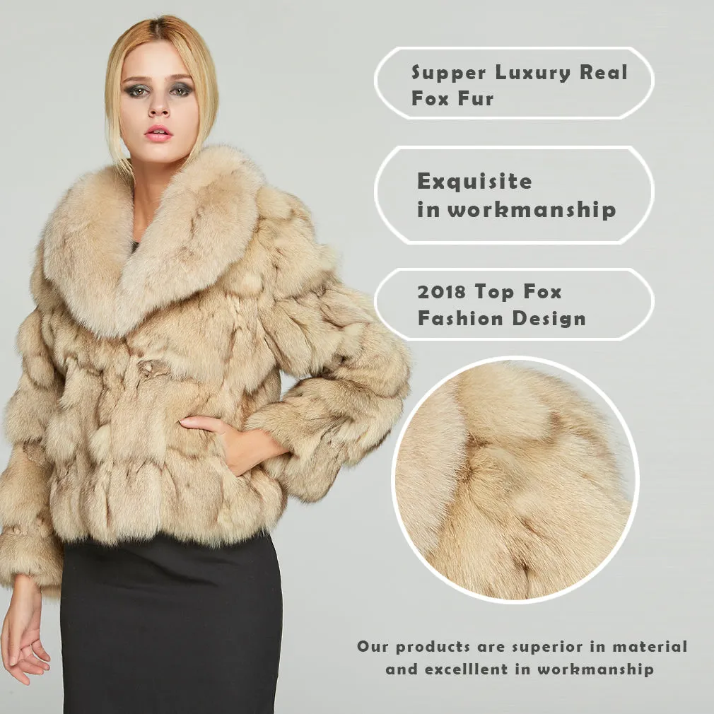 Womens Coat Genuine Fox Fur Coat Thick Warm Fur Jacket Winter Coat Fur Story FS010220