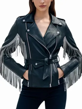 Women's Fringed Cabana Leather Jacket