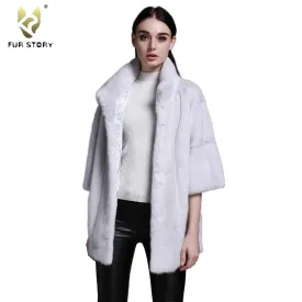 Women's Genuine Mink Fur Coat Women With Stand-up Collar Overcoat Female Fur Story FS16042