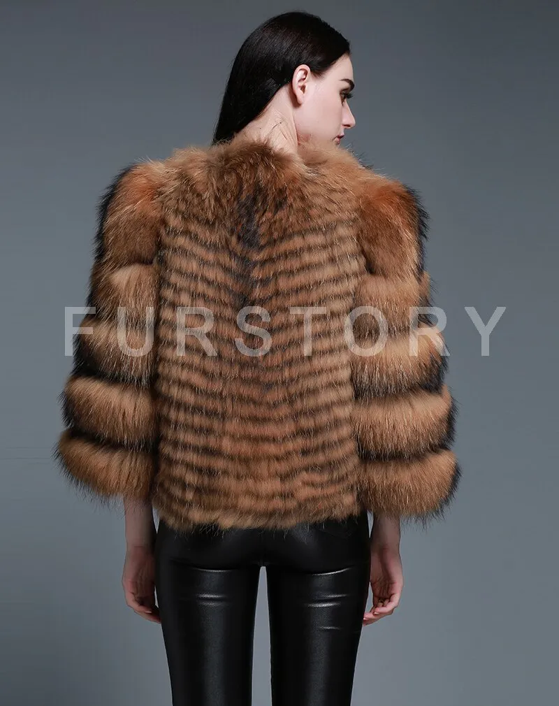 Women's Genuine Raccoon Fur Coat Women Full Sleeve Winter jacket Female 151166