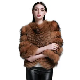 Women's Genuine Raccoon Fur Coat Women Full Sleeve Winter jacket Female 151166