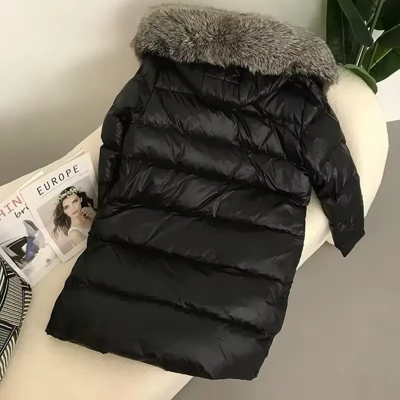 Women's Oversized Duck Down Jacket with Luxurious Natural Fur – Ultimate Winter Warmth & Style