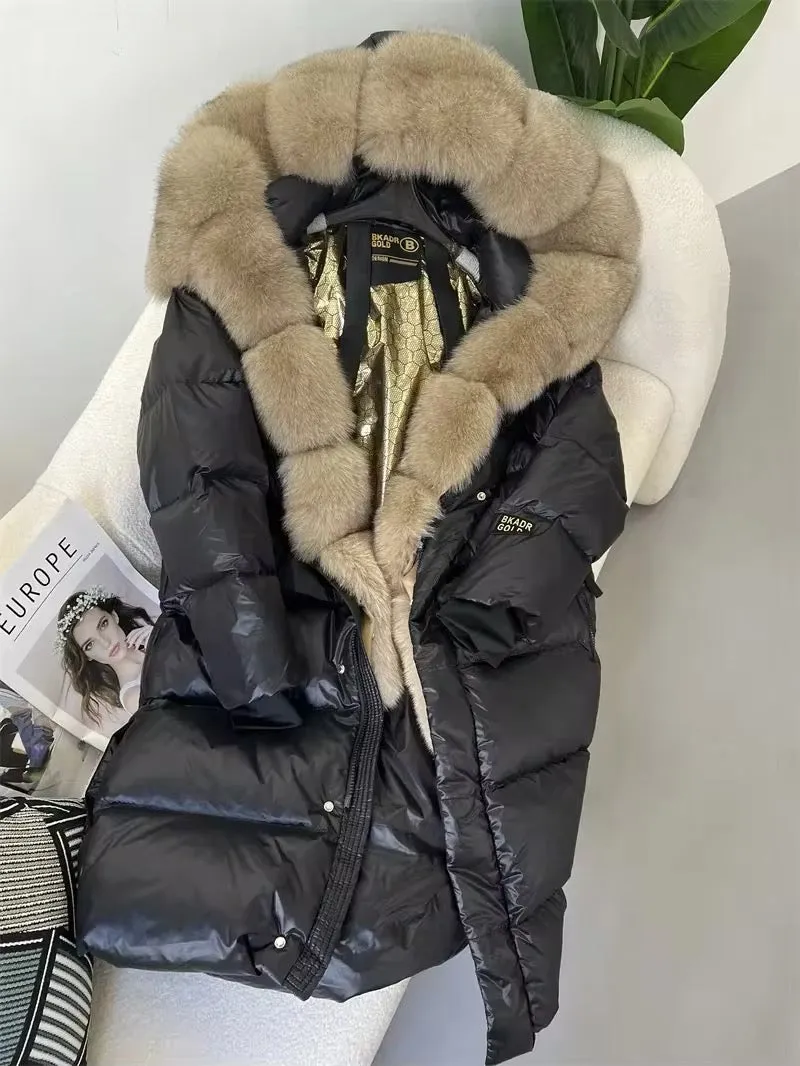 Women's Oversized Duck Down Jacket with Luxurious Natural Fur – Ultimate Winter Warmth & Style