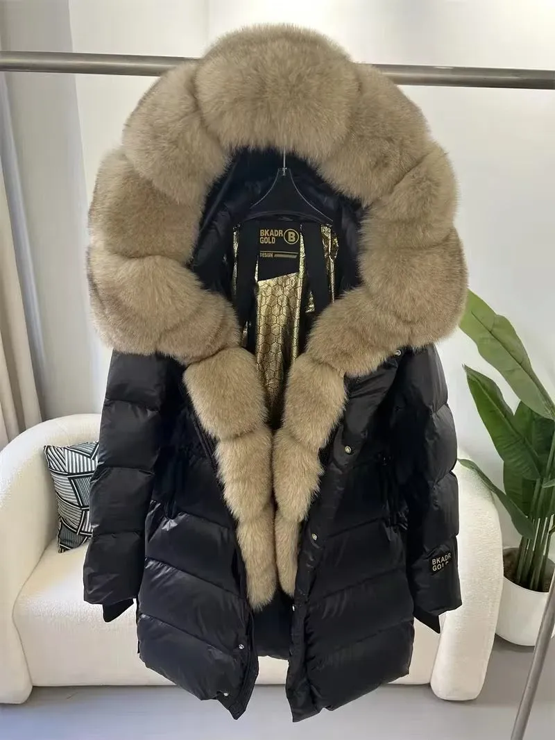 Women's Oversized Duck Down Jacket with Luxurious Natural Fur – Ultimate Winter Warmth & Style