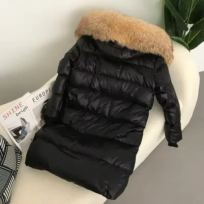 Women's Oversized Duck Down Jacket with Luxurious Natural Fur – Ultimate Winter Warmth & Style